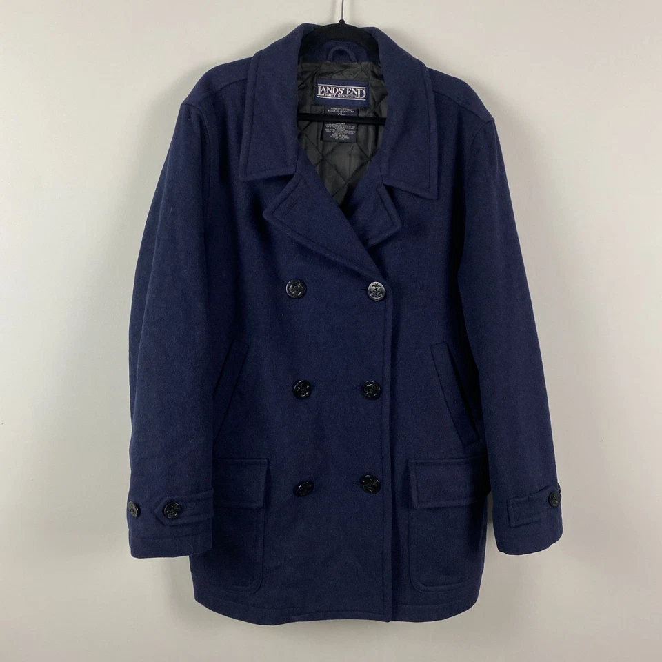 Chaquetón de lana Lands’ End para mujer XL aislante Tiroler Loden azul marino Foto 1 de 4