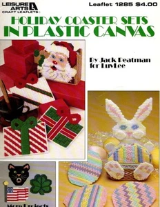 LEISURE ARTS HOLIDAY COASTER SETS IN PLASTIC CANVAS- CHRISTMAS, EASTER & MORE - Picture 1 of 2