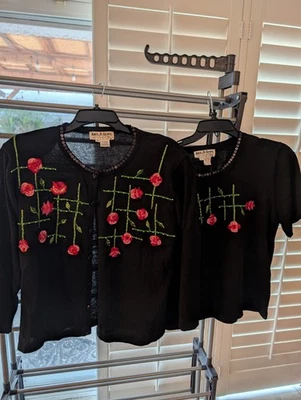 Pacote com 2 macacos B. Cardigã e blusa de manga curta bordados com lantejoulas rápidas rosa - Imagem 1 de 4