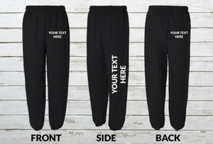 PERSONALIZED CUSTOM YOUR OWN TEXT Gildan Heavy Blend Adult Sweatpants G18200 - Picture 1 of 7