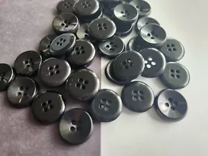 12 Black 4-hole concave center sew through Buttons 11/16" 17mm - Picture 1 of 5