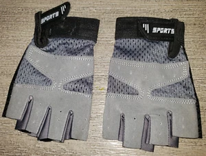boys blue gray black SPORTS WEAR GLOVES ONE SIZE ADJUSTABLE CUFFS super cond! - Picture 1 of 1