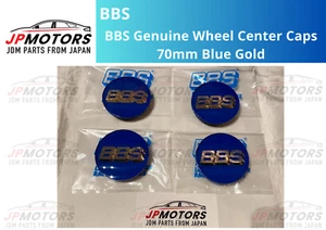 BBS Wheel Center Caps 70mm Genuine Emblem Blue Gold 3D Logo P5624132 Set 4pcs - Picture 1 of 14