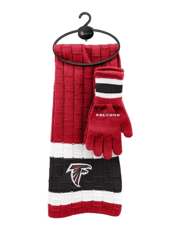Brand New NFL Unisex Winter Knit Scarf and Glove Holiday Gift Set w/ Hanger NEW Cover