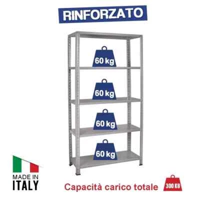 SCAFFALE KIT 5 RIPIANI PIANI IN ACCIAIO METALLO 40X100X188 SCAFFALATURA - Immagine 1 di 2