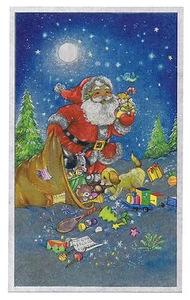 Dufex Foil Picture Print - Santa and Sack - size 3 1/2 x 5 3/4" - 3 Pack - Picture 1 of 1