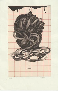 Impresión artística Exlibris grabado surrealista original edición limitada de PERETTO E. - Imagen 1 de 1