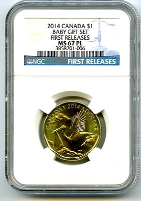 2014 CANADA $1 BABY STORK NGC MS67 PL FIRST RELEASES LOON LOONIE RARE TOP POP 2 - Image 1 of 2