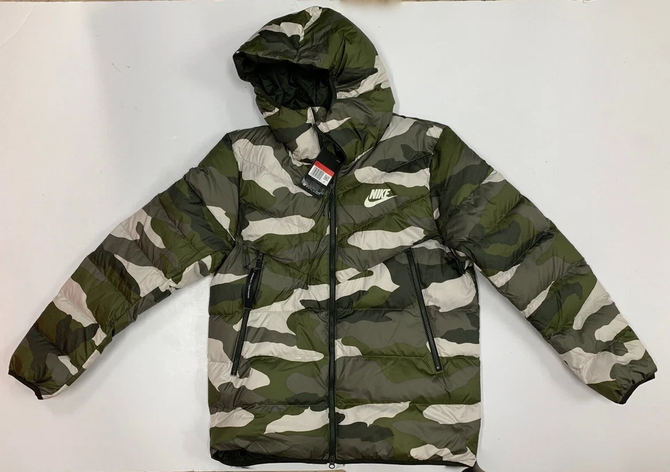 Mens Nike Sportswear Down Fill Windrunner Jacket BV4763-222 Olive Size LARGE