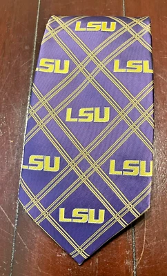 LSU Louisiana State University Tigers Purple Gold Necktie Eagle Wing Polyester - Image 1 of 4