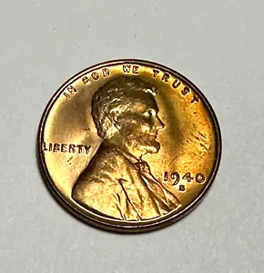 1940-S Lincoln Head Cent Wheat Penny San Francisco Mint RD KM#132 Brilliant UNC - Picture 1 of 2