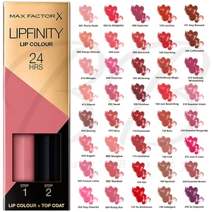 MAX FACTOR Lipfinity 2 Step Lip Colour + Top Coat 24Hrs Lip Tint Lipstick *NEW* - Picture 1 of 90