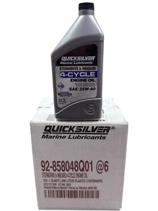 92-858048Q01 STERNDRIVE & INBOARD 4-CYCLE BOAT ENGINE OIL  1 QT (Case of 6) - Picture 1 of 4
