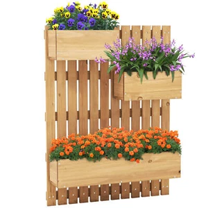 Wall Mounted Garden Planter with 3 Planter Boxes Drainage Holes Non-woven Liners - Picture 1 of 10