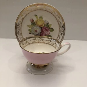 Grace's Tea Cup & Saucer Floral Theme Gilded  Tea Cup and  Saucer EUC ! - Picture 1 of 12