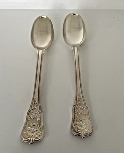 2 Georg Jensen Danish Rosenborg Silver Plate Oval Place or Soup Spoons - Picture 1 of 12