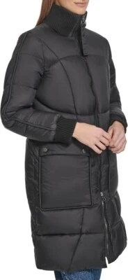 $250 Andrew Marc Pavia Chaqueta acolchada con capucha sintética acolchada, negra, M mediana Foto 1 de 4