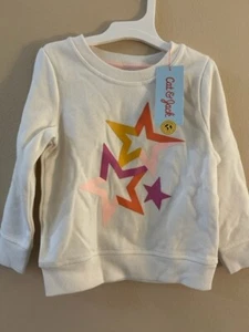 Cat & Jack Toddler Girls' Stars Fleece Pullover Sweatshirt Cream Size 4T B87 - Picture 1 of 1