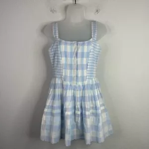 LoveShackFancy Dress Womens Size 00 Blue Gingham Chennedy Scallop Hem Romantic - Picture 1 of 12