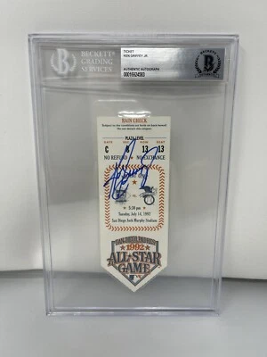 Ken Griffey Jr Signed 1992 All Star Game Ticket Beckett Auto MVP L3 - Image 1 of 2