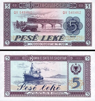 Albania 5 Leke 1976, UNC, P-42 - Image 1 of 3