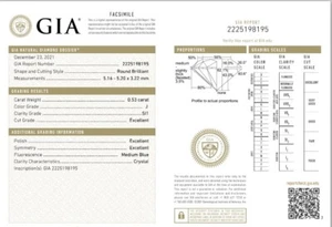 Certificato GIA 0,53ct J Colore SI1 Rotondo Brillante Triplo Taglio Eccellente Diamante - Foto 1 di 2