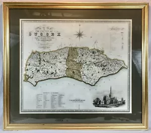 More details for original antique map engraving of county of sussex, 1828, c &amp; j greenwood, large