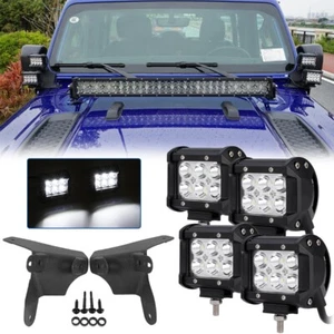 4x cápsulas LED luces de trabajo de inundación con soportes de pilar A para Jeep Wrangler JL 18-22 - Imagen 1 de 12