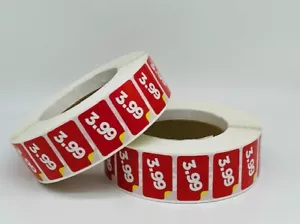 1 Rotolo da 1000 Etichette Adesive 1,5"x1" 3,99€ Prezzo Prodotto Rosso e Giallo - Foto 1 di 3