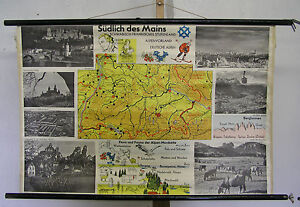 Tarjeta de Pared la Escuela Mapa Main Baviera Munich Schwaben Baden 100x66cm ~
