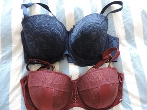 42 DD Underwired bra x 2 burgundy/navy - Picture 1 of 2