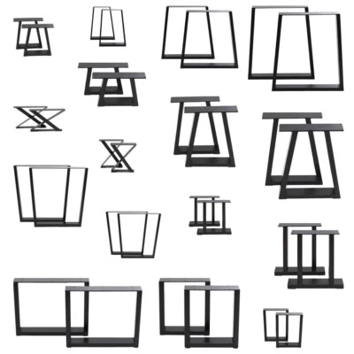 2x Industrial Steel Table Legs Stand Feet Trapezium X A Sandglass Shape Frame UK - Image 1 of 4