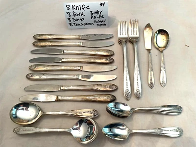 ВИНТАЖНАЯ НАЦИОНАЛЬНАЯ СЕРЕБРЯНАЯ ПОСУДА ПРИНЦЕССА КОРОЛЕВСКИЕ СТОЛОВЫЕ ПРИБОРЫ 34 ШТ. БЕСПЛАТНАЯ ДОСТАВКА - Изображение 1 из 4