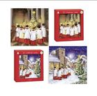 Pack of 12 Religious Square Christmas Cards - Church Carol Singers with Foil