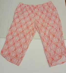 Carole Hochman Pajama Pants Large Pink Geometric Print Crop Wide Leg Pre-owned - Picture 1 of 5