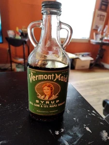 Vintage 1948 Ahornsirup 12 Unzen Vermont Maid ungeöffnete Flasche voll - Bild 1 von 14