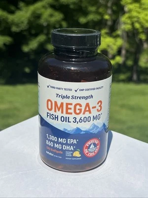 Fish Oil Triple Strength Omega 3 Mav Nutrition 3600 MG EPA + DHA 120 Ct -04/2027 - Image 1 of 4