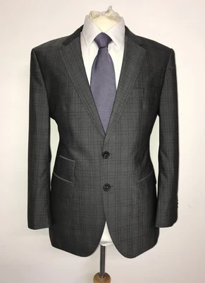 HUGO BOSS - Mens Slim Fit GREY Check WOOL SUIT - 38 Short - W32 L29 - GORGEOUS - Image 1 of 4