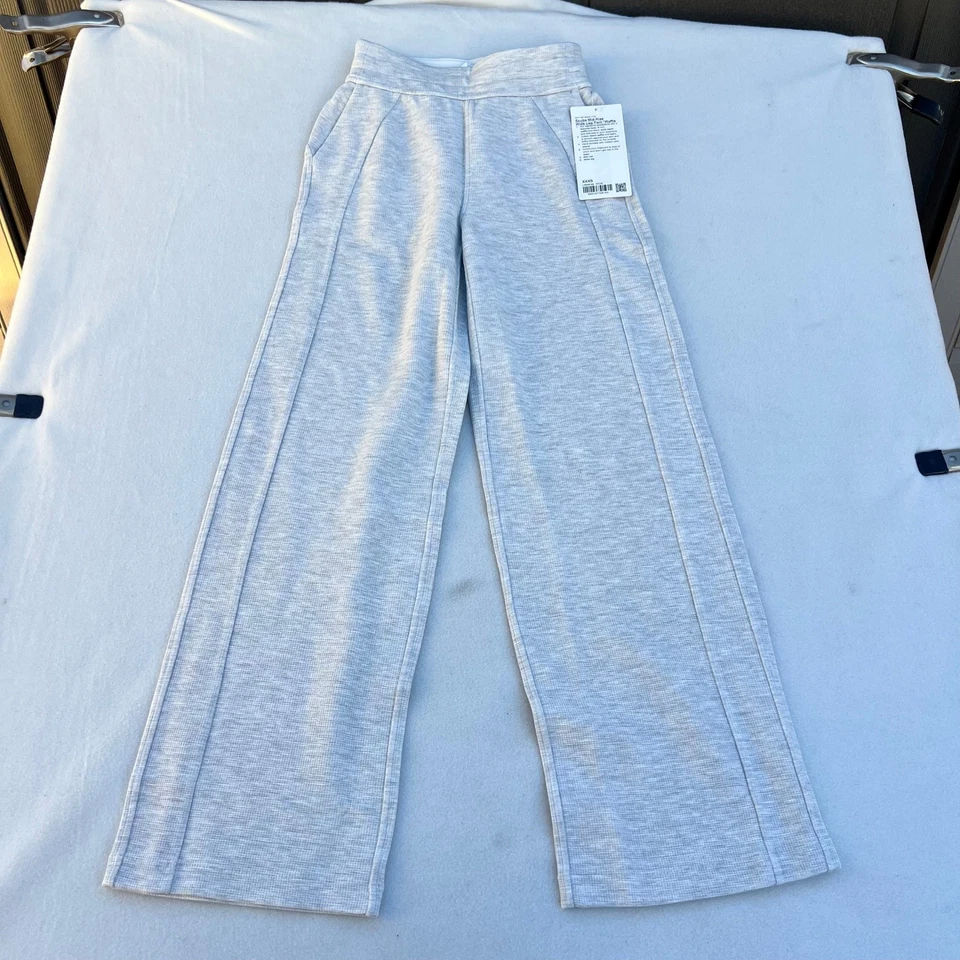 Брюки вафельные Lululemon со средней посадкой широкие штанины темно-серые размер 0 - Изображение 1 из 4