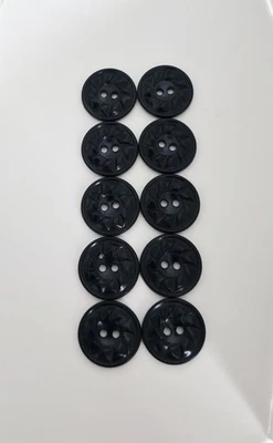 Vintage 2-Hole Pinwheel Buttons Black Plastic Buttons 18.3mm 10 Pcs - Image 1 of 4