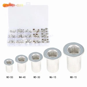 Kit de tuercas de remache de aluminio tuerca de remache métrica 150 piezas M3 M4 M5 M6 M8 tuerca de remache - Imagen 1 de 13