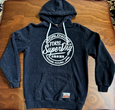 Sudadera con Capucha SuperDry Tokyo Worldwide Hombres S Unisex Negra Gran Tamaño Pintura Salpicaduras Jpn Foto 1 de 4