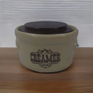 Pfaltzgraff Village Creamer Bowl #7-498 Wood Lid USA Castle Mark VHTF - Picture 1 of 9