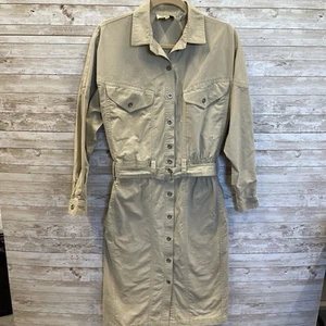 Vestido vintage Together Clothing Co para mujer 10M años 80 algodón safari cinturón caqui - Imagen 1 de 20