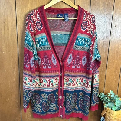 Cárdigan Suéter Indie Retro Lizsport Para Mujer Vintage Rojo Cachemira Boho Abotonada Foto 1 de 4