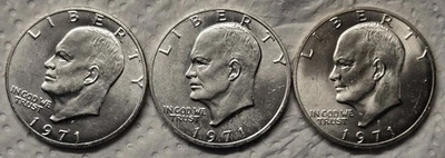 3 - 1971-S 40% Silver Uncirculated Eisenhower Dollar Coins  FREE SHIPPING  - Image 1 of 2