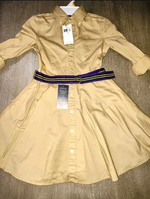 Vestido Camisa Ralph Lauren Niñas 7 Polo Manga Larga Con Botones Clásico Preppy Foto 1 de 4
