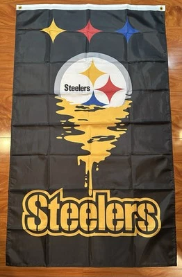 PITTSBURGH STEELERS FLAG 3'X5' TEAM LOGO Banner Retro Fan Gift Merch - Image 1 of 2