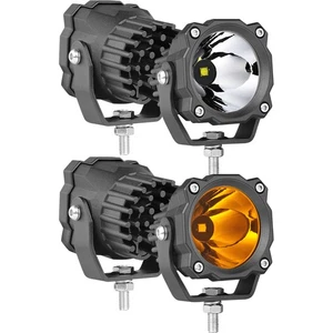 4x 2.6Inch White Amber LED Driving Light Pods Spot Off Road Truck Deep Reflector - Picture 1 of 18