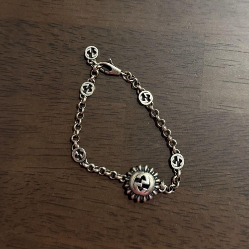 Autentico Bracciale Gucci Catena Logo Incastro Argento Misura 16 Accessorio